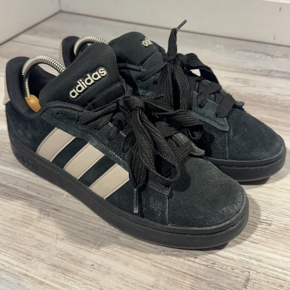 Adidas Grand Court Suede Thick Laces Black and Grey Men's Sz‎ 9
